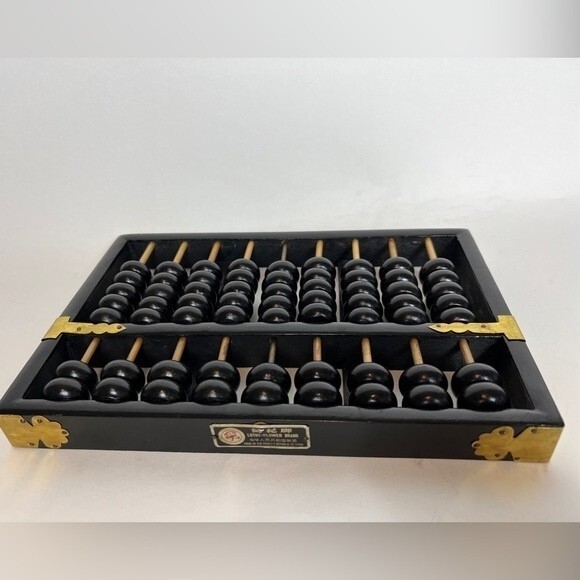 Vintage Wood and Brass Abacus Lotus Flower Brand People’s Republic of China - Picture 4 of 9
